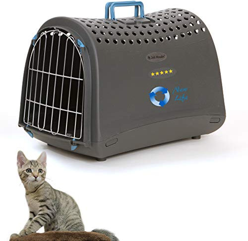 Transportbox Katzen Welpen 40 x 50 cm Anthrazit New Life | nachhaltig 100% Recycling Kunststoff oder Non-Toxid Material umweltverträglicher Kunststoff | 100% recycelbar Der Umwelt zuliebe