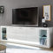 Lowboard TV-Tisch 198cm, 3-türig, Hochglanz weiß, LED-Beleuchtung, B/H/T: 198/61/43 cm