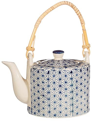 Sass and Belle Sashiko Pattern Teapot with Bamboo Handle