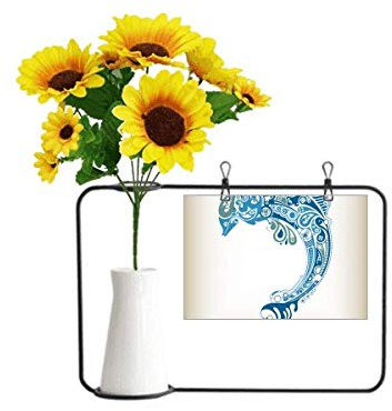 Beauty Gift Blue Ocean künstliche Sonnenblumenvasen mit Delphin-Illustration