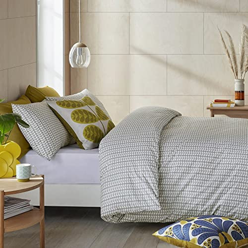 Ashley Wilde Orla Kiely Tiny Stem Bettwäsche aus 100 % Baumwolle (Standard-Kissenbezug-Paar, 50 x 75 cm), Hellgrau