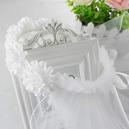GUMEI Brautschleier Frauen Braut Blume Haarkranz Mit Weißem Schleier Girlande Hochzeit Stirnband Krone Verstellbares Schnürband Bachelorette Party Zubehör