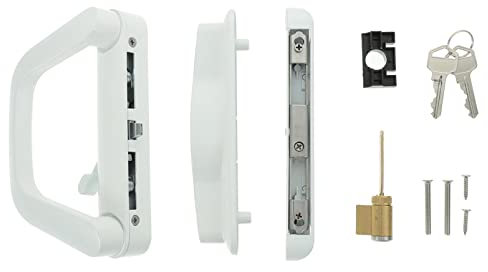 DOITOOL Sliding Door Lock Patio Door Handles Set, Replacement Handle Lock Set with Mortise Lock and Key, Reversible Design Sliding Door Lock Set
