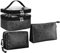 Lakpopya Trousse de Toilette, 3 Pièces Sac de Toilette avec Motif en Losange, Double Trousse de Maquillage Transparente + Trousses de Toilette pour Femme & Homme (Noir)