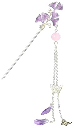 LICHENGTAI Épingles à Cheveux Chinoises Traditionnelles en Forme de Fleur Chinoise, Style rétro Épingle à Cheveux en Strass Élégantes avec Pompon Accessoires de Coiffure pour Femme et Fille