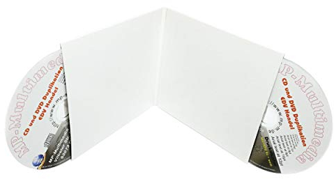 Leere Doppel CD Kartonstecktaschen 25/50/100 Stück – 2fach CD Hüllen aus Karton Weiß Aufklappbar mit Klarlack Versiegelt für je 2 CDs/DVDs oder Blu-rays - 50 Stück