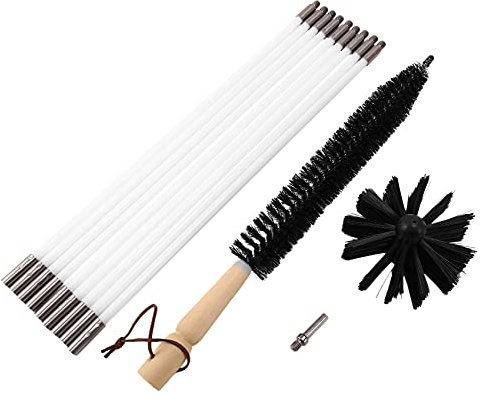 Dacvgog Trockner EntlüFtungs Reiniger Kit 12 Fuß, Flexibel 9 Stangen Trocken Kanal Reinigungs Kit Schorn Feger BüRste mit Trockner Fussel BüRste