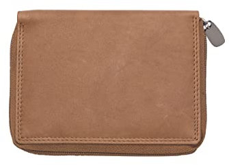 Josephine Osthoff Geldbörse Damen Leder Gross Portemonnaie mit Reißverschluss KleinGeldbörse Herren Kreditkartenetui RFID-Schutz Geldbeutel mit Münzfach (926), Farbe:Safari