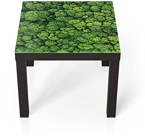 DEQORI Glastisch | schwarz klein 55x55 cm | Motiv Baumkronen von Oben | ausgefallener Beistelltisch aus Glas | Hochglanz Couchtisch fürs Wohnzimmer | moderner Couch Tisch mit Design