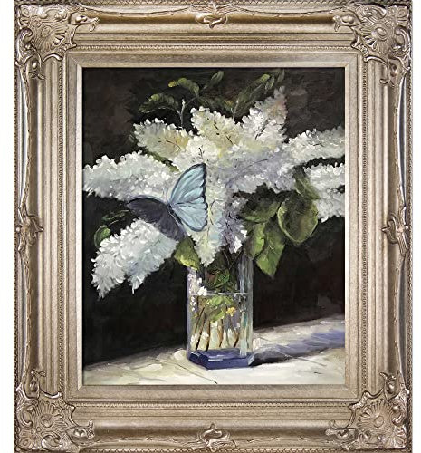 La Pastiche Schmetterling und Flieder mit Renaissance Champagnerrahmen, 76,2 x 86,4 cm