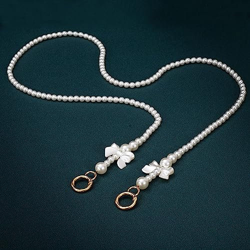 HAOBIN Perle Griff Kette Taschenkette Perle Korn Kettenriemen Taschenhenkel Kette Tasche Griff Ersatz TascheKette Dekoration Kette Schultergurtkette Ersatz Damentaschenkette (Weiß A, 100cm)