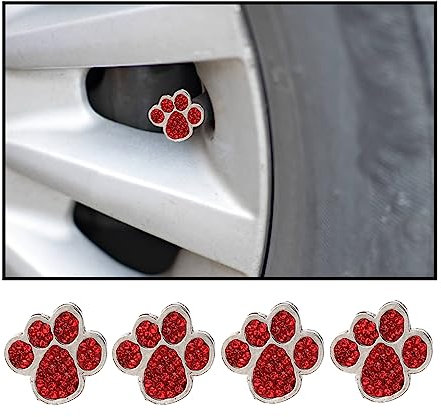 CGEAMDY 4 StückVentilkappen Auto, Bling Ventilkappen, Strass Fahrzeug Autoreifen Kappen Abdeckungen Chrom, Staubschutzkappen Für Pkw-Reifen, SUV, Motorrad(Rot)