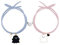 LIUZHIPENG 2 Pcs Magnetic Matching Bracelet Set - Cute Ghost Heart Couple Bracelet - Adjustable Braide Rope - Black, White, Pink, Blue for Women, Men