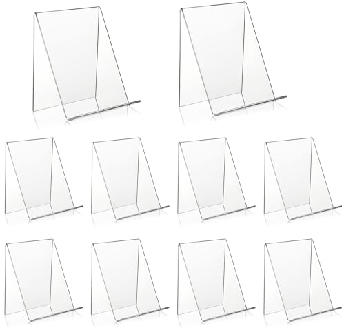 Présentoir Livre en Acrylique 10 Pièces Support de Livre Transparent Support Acrylique Transparent Tablette pour Exposer des Photos Partitions de Musique Cahiers Illustrations CD (10x11,5x13cm)