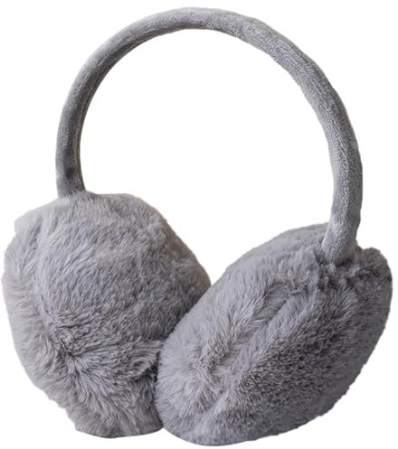 IHCEMIH Cache-oreilles réglables en peluche moelleuse pour adultes - Accessoires d'hiver pour la course à pied, le ski, le vent - Cadeau d'extérieur pour femmes, filles et hommes, gris, taille unique