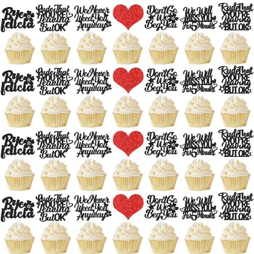 35Pcs Black We Will Miss You Cupcake Topper Decorations Rude That You Are Leaving But Ok You Cupcake Topper for Going Away Party Decorations Good Luck Decorations