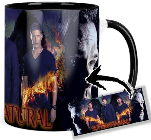 Supernatural Jensen Ackles Jared Padalecki Misha Collins Tasse Innen & Henkel Schwarz Keramikbecher Mug