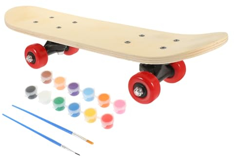 NUOBESTY Personalisiert 1 Satz -Skateboard Zum Bemalen Anfänger-Skateboard -Skateboard-Deck Leeres Skateboard-Spielzeug Leere Skateboards Aquarell-Palette Partygeschenk Hölzern Kind Planke