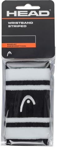 HEAD Unisex-Adult Wristband Striped 5, Black/White, 5 inches