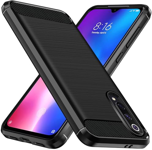 ivoler Silikon Hülle für Xiaomi Mi 9 SE, [Militärischer Schutz] Stoßfest Handyhülle, Dünne Weiche Flexible TPU Kratzfest Schutzhülle Anti-Fingerabdruck Case Cover, Schwarz