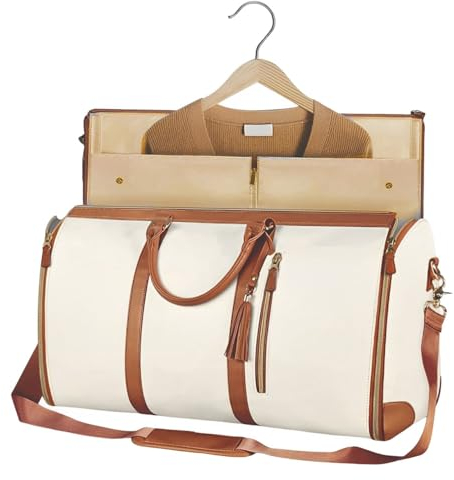 Hixingo Porta Abiti da Viaggio, 2 in 1 Porta Abito da Viaggio Uomo Borsa Porta Abiti da Viaggio Donna, per Ufficio Viaggi Brevi Vacanze Viaggi D'affari Conservazione (Bianco)