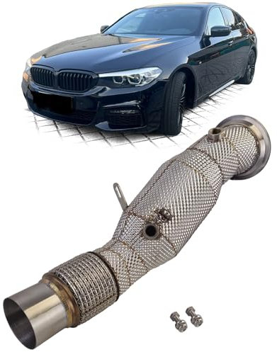Rennsport Downpipes mit Sportkat + Hitzeschutz passt für BMW G30 G31 B48 520i 530i