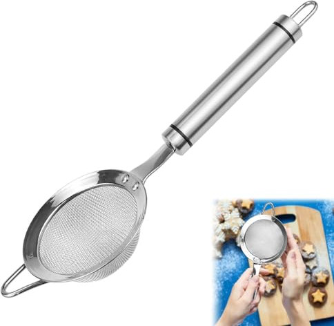 CODIRATO Passoire Cuisine en Acier Inoxydable, Ecumoire Cuisine Inox, Tamis de Cuisine Maille Fine Diamètre 8cm, Araignée Cuisine, Filtration des Aliments pour Huile, Farine, Oeuf, Café, Lait