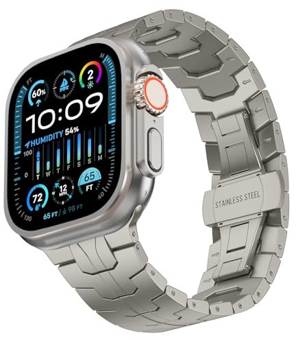 Cinturino per Apple Watch Ultra 2 49mm Acciaio Inossidabile, Bracciale Metallo Cinturini Chiusura Pieghevole Cinturino per iWatch Ultra 49mm 46mm 45mm 44mm 42mm Series 10 9 8 7 SE Series 6 5 4 3 2 1