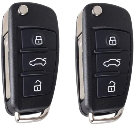 HooRLZ 2 Stück Audi Schlüsselgehäuse für Audi A2 A3 8P A4 A6 A6L A8 Q7 TT S6 Schlüssel, Autoschlüssel Audi A3, Ersatzschlüssel Audi, Fernbedienung Audi 3-Tasten