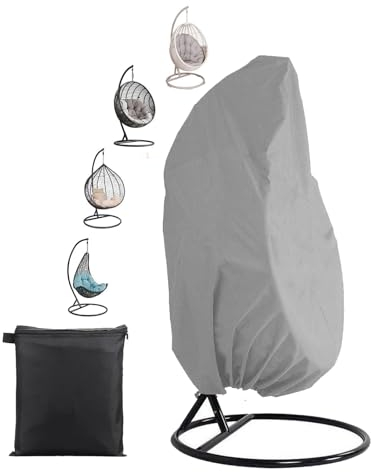 FANSU Hängesessel Abdeckung Outdoor Wasserdicht, 210D Oxford-Stoff Abdeckplane, Winterfest UV-Anti Schutzhülle Gartenmöbel für Hängestuhl, Egg Chair, Swing Chair (230x200cm,Grau)