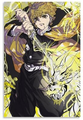 MNABSO Anime Demon Slayer Zenitsu Agatsuma Poster Dekorative Malerei Leinwand Wandkunst Wohnzimmer Poster Schlafzimmer Malerei 12x18inch(30x45cm)