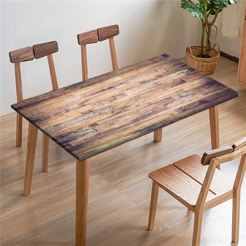 Morbuy Rechteckige Drucken Elastische Tischdecke, Rechteckig Tischdecke mit Gummizug Spanntischdecke Gartentischdecke für Outdoor Picknick Camping Partys (200x96cm,Farbige Holzbretter 7)