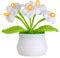 JUSTOYOU künstliche Blume häkeln Blumen Topf Pflanze, Mini gestrickte Blumentopf, kleine handgefertigte Häkelblume für Home Office Tischdekoration, Geschenk für ihre Valentinstag (1, weiße Blume)