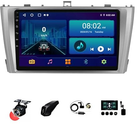 BOJONTN Android 13 Doppel Din 9-Zoll-HD-Touchscreen Autoradio für Toyota Avensis T27 2009-2015 mit Kabelloses CarPlay GPS Navigation Rückfahrkamera Lenkradsteuerung Bluetooth(T1[1+16G])