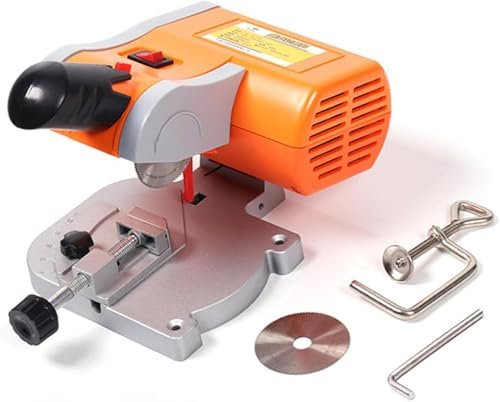 Levkitch Mini Cut Off Machine, Table Belt Saw with 50mm Steel Cutting Blade 0-45° Adjustable Table Saw for Cutting Metal, Aluminum, Copper, Plastic, and Wood