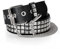 WHIPPY Nietengürtel Leder Metall Punk Rock Nietengürtel für Damen/Herren Punk-Ledergürtel mit abnehmbarer kette Gotischer Gürtel Zubehör für Jeanshosen,110cm