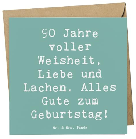 Mr. & Mrs. Panda Grußkarte Spruch 90. Geburtstag - Geschenk, Alter, schöne Worte zum, anlasskarte, 90 Jahre, doppelkarte, Geburtstagsgeschenk, Glückwünsche, Glückwunschkarte, Happy Birthday, faltkarte