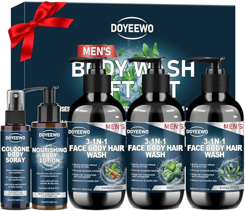 Coffret cadeau de gel douche pour homme, nettoie, hydrate, nourrit et apaise la peau, idée cadeau de Noël pour homme, papa, petit ami, mari, anniversaire, fête des pères, Saint-Valentin pour lui