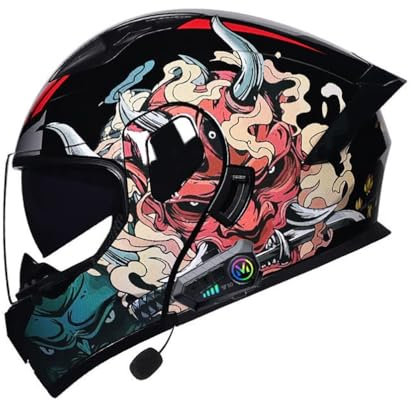 Smilfree Motorradhelm Helm Motorrad Mit Bluetooth Integriert Modularer Klapphelm Mit Doppelvisier Mit Eingebautem Mikrofon Für Automatische Reaktion ECE-Zertifizierung Für Frauen Männer