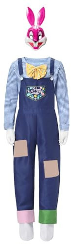 Damen Haremshose Osterhasen-Kostüm für Herren und Damen, Osterhasen-Gesichtsmaske, komplettes Set Backless Jumpsuit (Pink, XL)