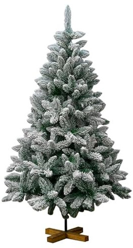 Albero di Natale Innevato, 150 cm, 525 Rami, Base in Legno