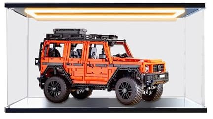 HCAEIOFJ Transparente Acryl-Vitrine für Lego Technic 42177 Mercedes-Benz G 500, schwarz unten + oben hell