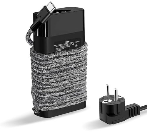 Cargador USB C de 65 W, cable de nailon tipo C, cable de carga para HP Dell Acer Asus, cable de alimentación para ordenador portátil