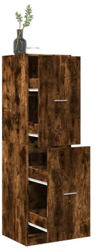 Brokky Apothekerschrank Räuchereiche 40x41x144,5 cm MedizinschräNke Hausapotheke Schrank Arzneischrank Apothekerschrank Holzwerkstoff