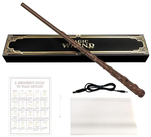 JATERWI Hermi Baguette magique dans une boîte cadeau, baguette magique Harry Baguette magique en résine avec carte de sort magique, baguettes magiques pour jouets, cosplay, fans de Wizarding