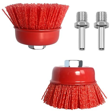 Zzcy Nylon Topfbürste 2 Stück Nylonbürste Winkelschleifer Nylon Filament Schleifmittel Drahtbecherbürste mit M14-Gewinde-Aufnahme Zum Entfernen Rosts Metallpolierreinigung,Ø 75 mm