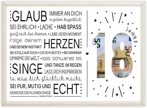 18. Geburtstag Junge und Mädchen Bilderrahmen für Geldgeschenke, 18 Jahre Deko (18-1(8 in))