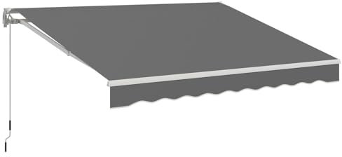 UNIONLINE Gelenkarmmarkise 300 x 250cm, Einziehbare Markise Sonnenschutz Winkel Einstellung(40-90°), Aluminiumrahmen-Höhenverstellbare Sonnenmarkise mit manueller Handkurbel für Balkon, Grau
