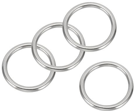 PATIKIL 4 Stück Metall O-Ringe, 4x30mm Metallringe O-Ring, Ozeanklasse 316-Edelstahl geschweißte Rundringe, DIY-Zubehör, für tragfähige Zelte, Kajaks, Tauchernetze, Hängematten, Yoga