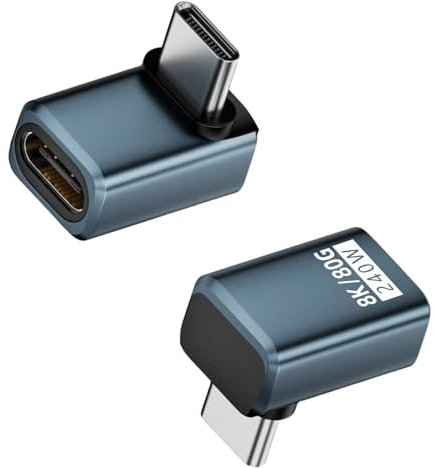 Maxhood USB C 90 Degree Adapter [80Gbps/240W PD/8K@60Hz] Up & Down Angled 90 Degree USB C Adapter Type C Extender Support Thunderbolt 5/4 for iPhone 15, MacBook, Steam Deck, Switch, 2Pack